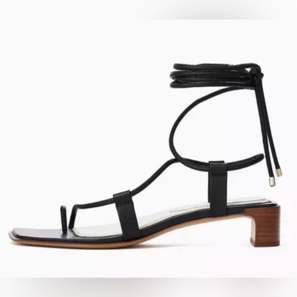 Rag & Bone Cindy Tie Open Toe Wrap Sandals Black Leather EU 37 US 7 3036 - Picture 2 of 11